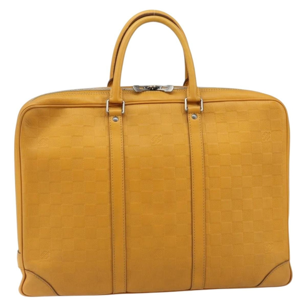 Louis Vuitton Porte-Documents Voyage Briefcase Damier Infini Leather Yellow Leather Briefcase Bag (Pre-Owned)