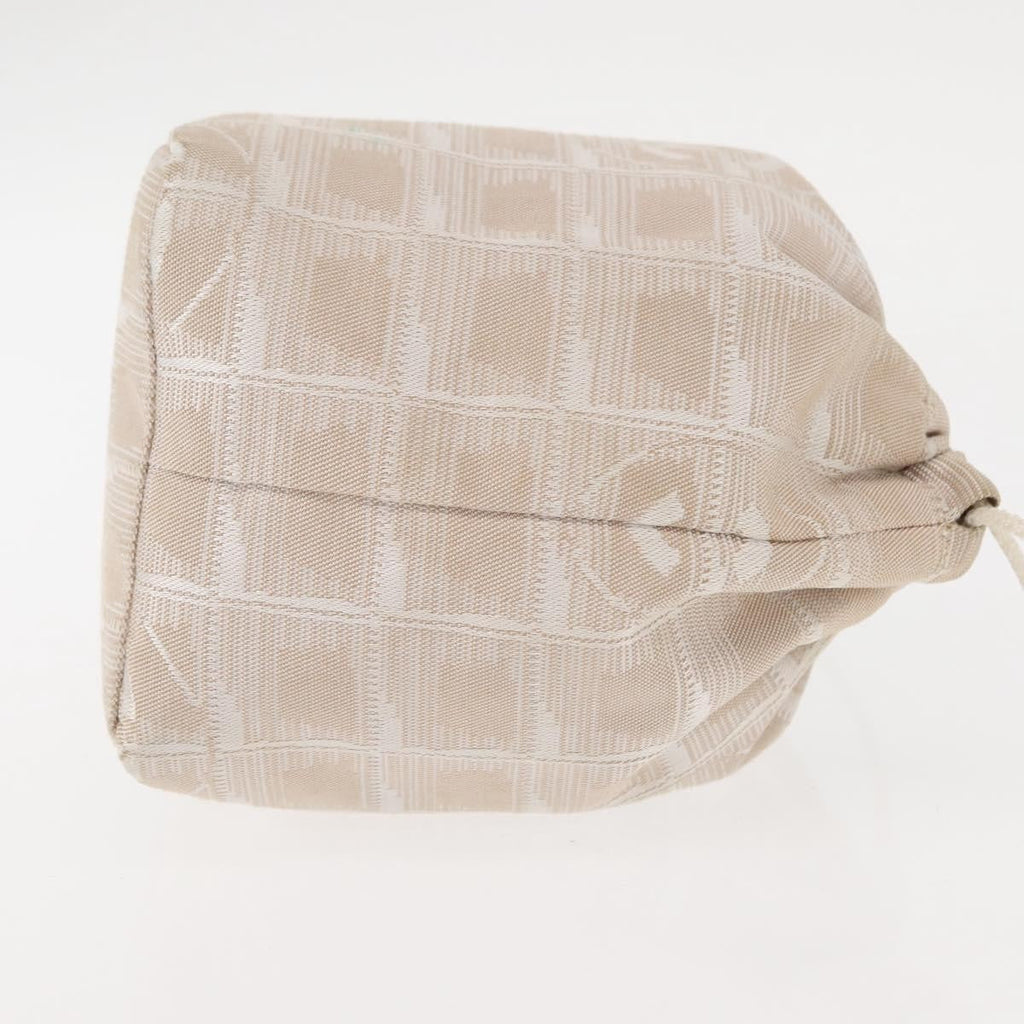 Chanel Travel Line Pouch Nylon Beige Nylon Clutche & Pouche Bag (Pre-Owned)