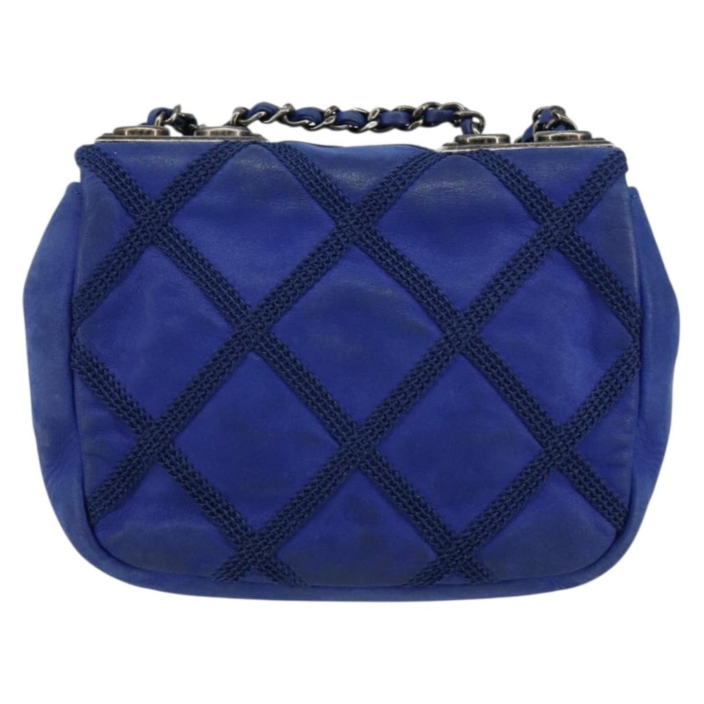 Chanel Diamond Stitch Chain Flap Bag Quilted Iridescent Calfskin Blue Leather Shoulder Bag Bag (Pre-Owned)