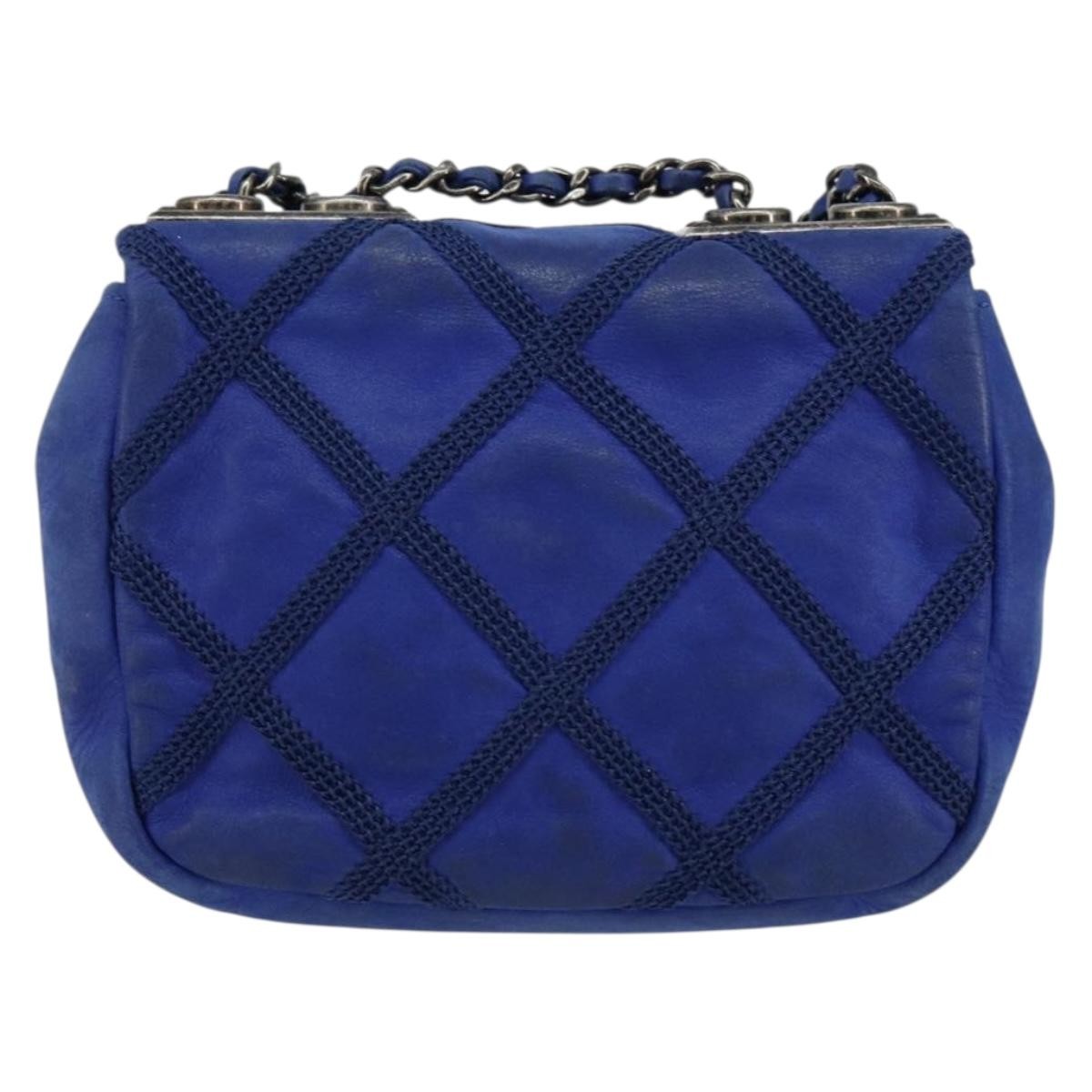 Chanel Diamond Stitch Chain Flap Bag Quilted Iridescent Calfskin Blue Leather Shoulder Bag Bag (Pre-Owned)