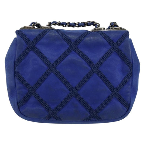 Chanel Diamond Stitch Chain Flap Bag Quilted Iridescent Calfskin Blue Leather Shoulder Bag Bag (Pre-Owned)