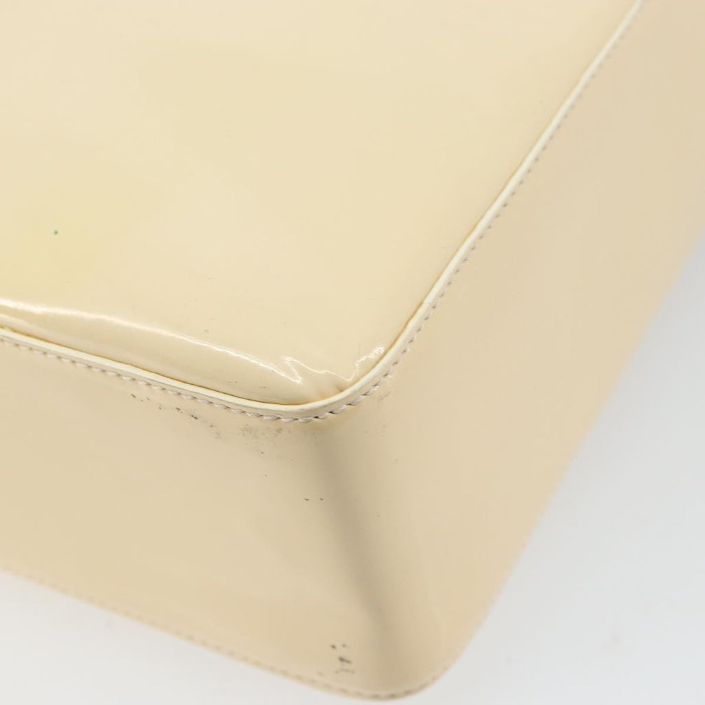 Chanel Vintage Embossed Logo Shoulder Bag Patent Beige Patent_Leather Tote Bag Bag (Pre-Owned)