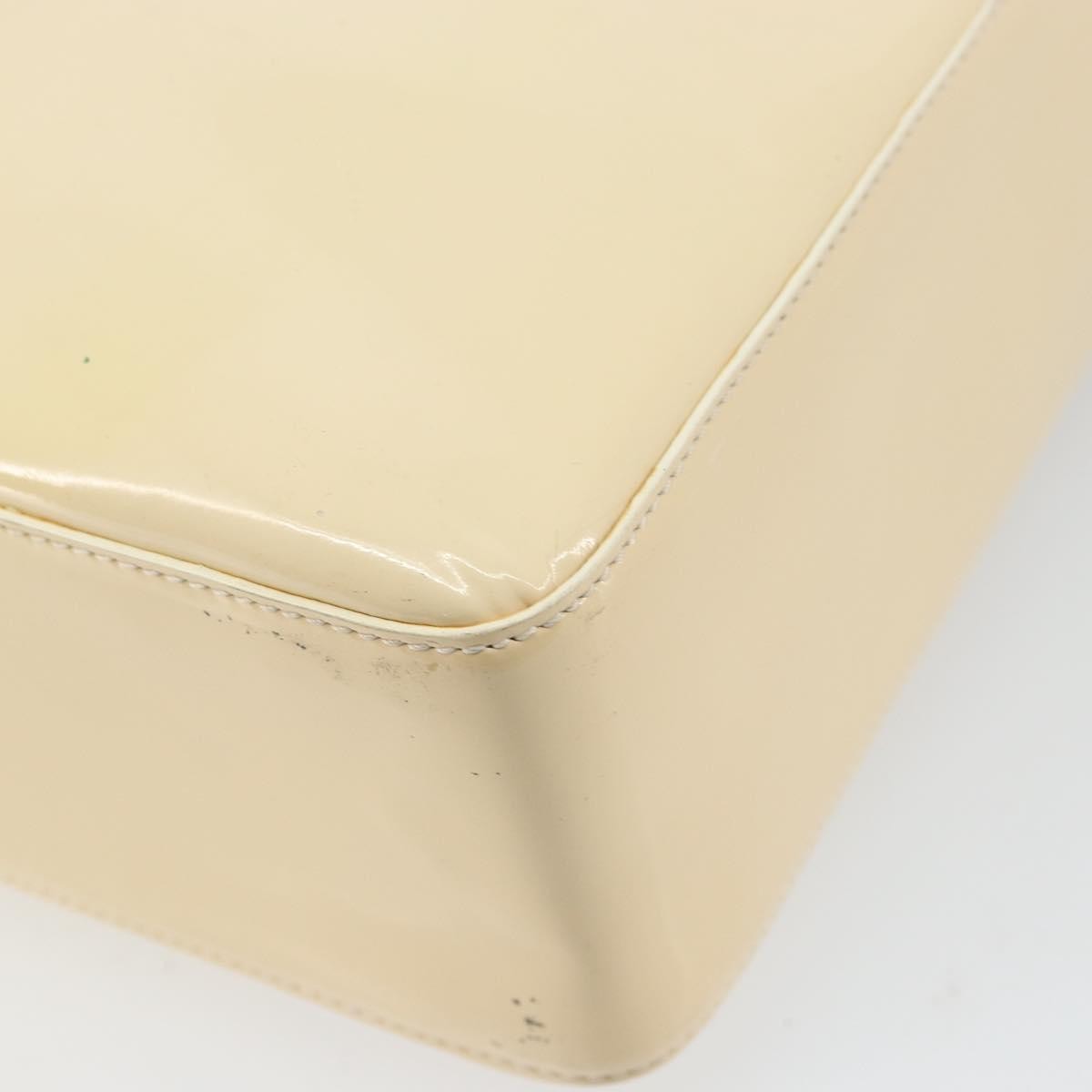 Chanel Vintage Embossed Logo Shoulder Bag Patent Beige Patent_Leather Tote Bag Bag (Pre-Owned)