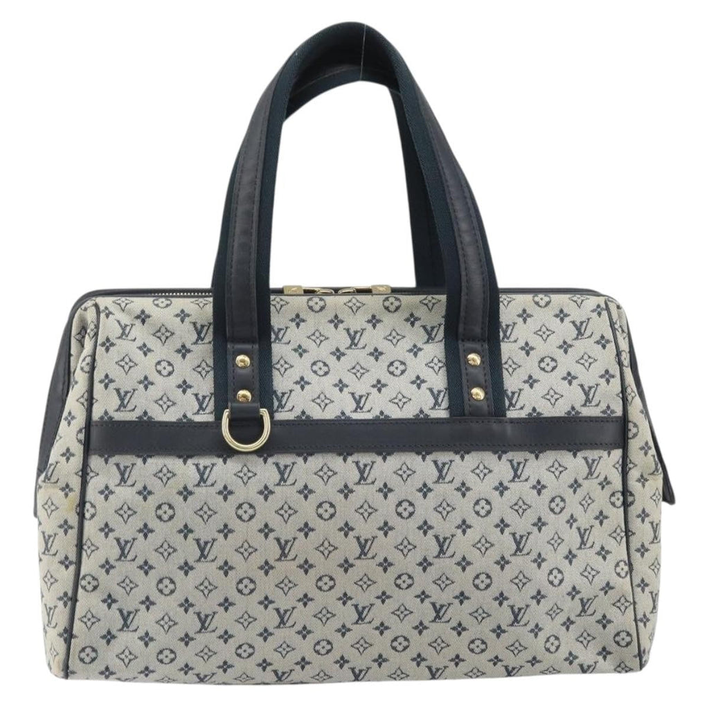 Louis Vuitton Josephine Handbag Mini Lin Blue Canvas Handbag (Pre-Owned)