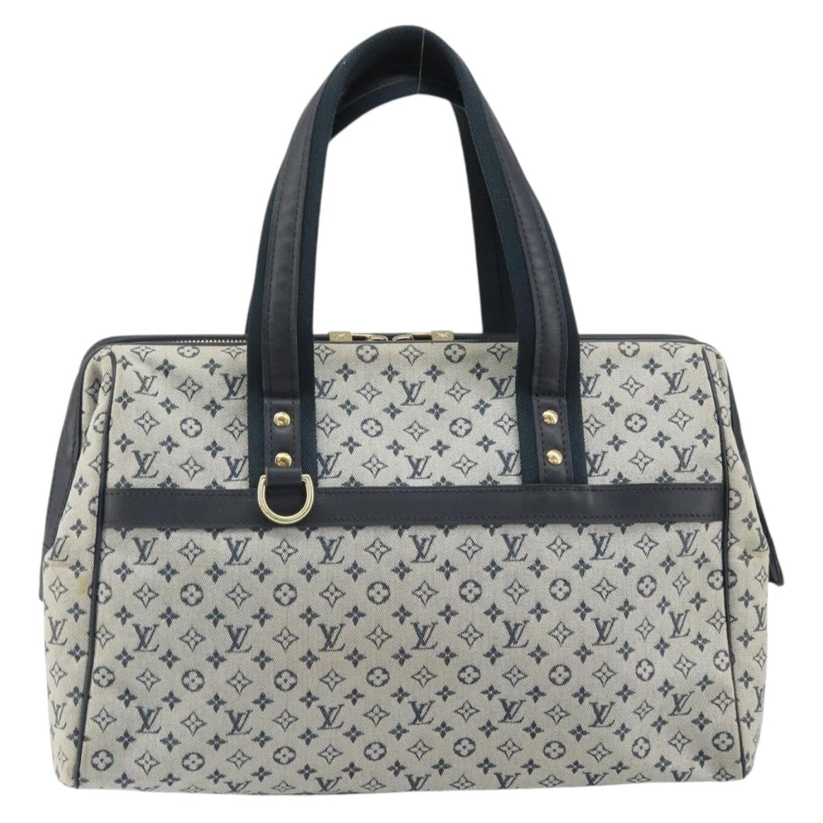 Louis Vuitton Josephine Handbag Mini Lin Blue Canvas Handbag (Pre-Owned)