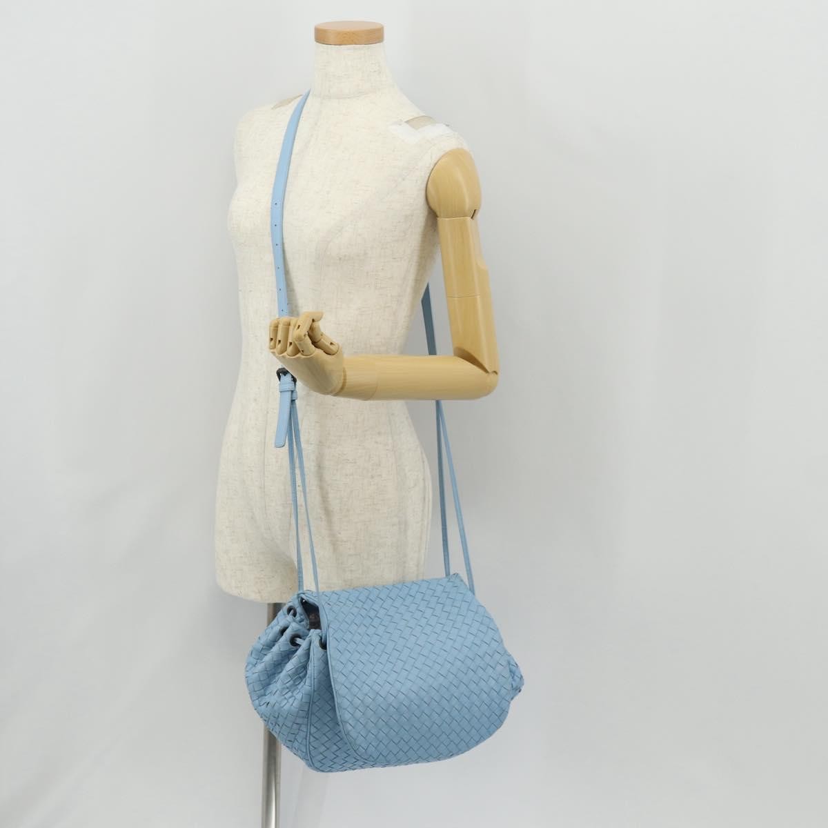 Bottega Veneta Intrecciato Shoulder Bag Leather Blue Leather Shoulder Bag Bag (Pre-Owned)