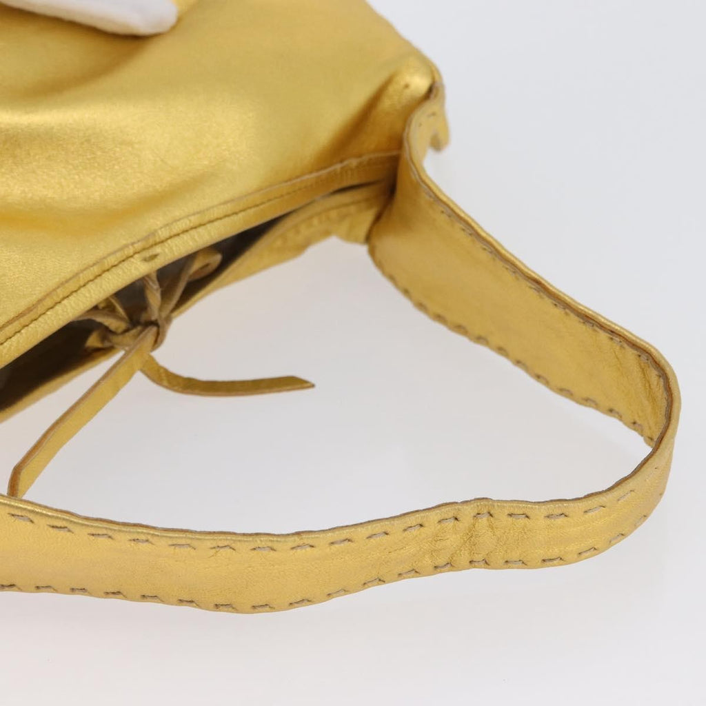 Prada Vintage Shoulder Bag Leather Gold Leather Shoulder Bag Bag (Pre-Owned)