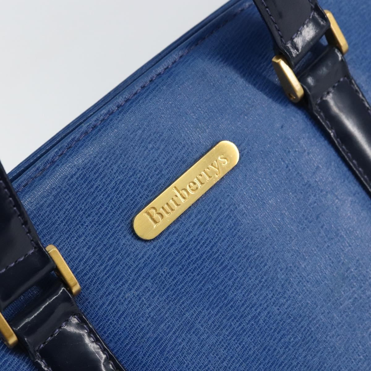 Burberry Vintage Handbag Leather Blue Leather Handbag (Pre-Owned)