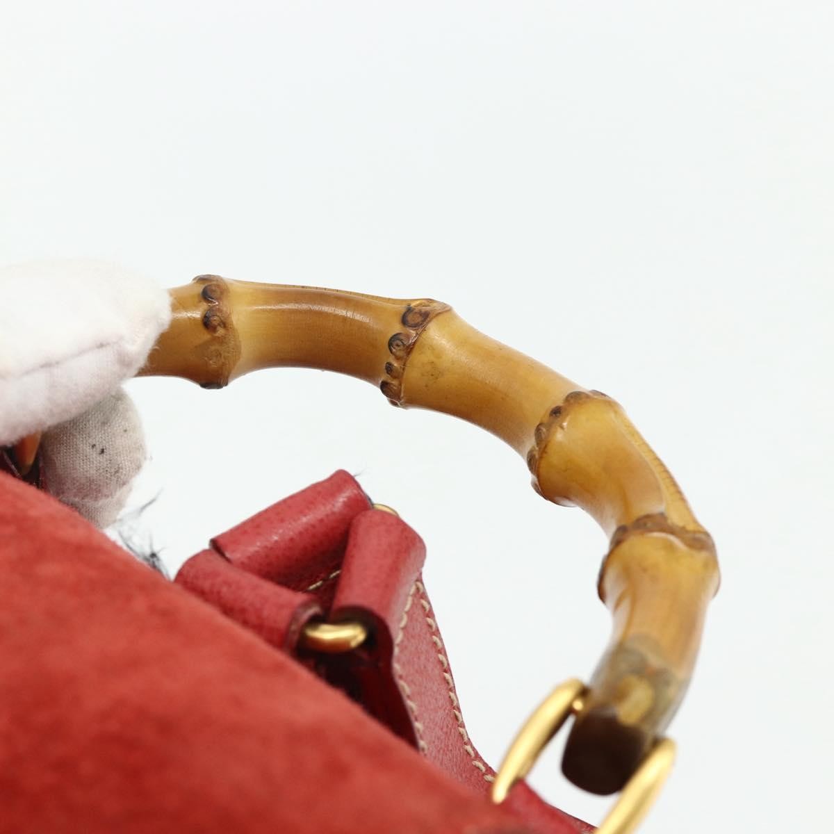 Gucci Gucci Bamboo Backpack Daim Red Suede Backpack Bag (Pre-Owned)