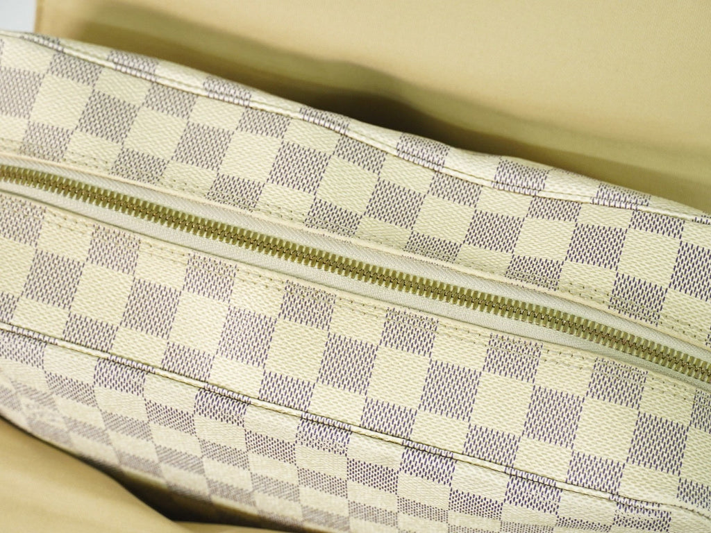 Louis Vuitton Naviglio Handbag Damier White Canvas Shoulder Bag Bag (Pre-Owned)