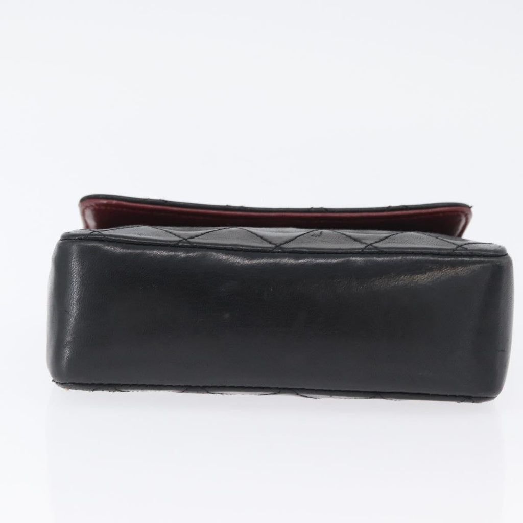 Chanel Vintage Square Cc Flap Bag Quilted Lambskin Black Leather Shoulder Bag Bag (Pre-Owned)
