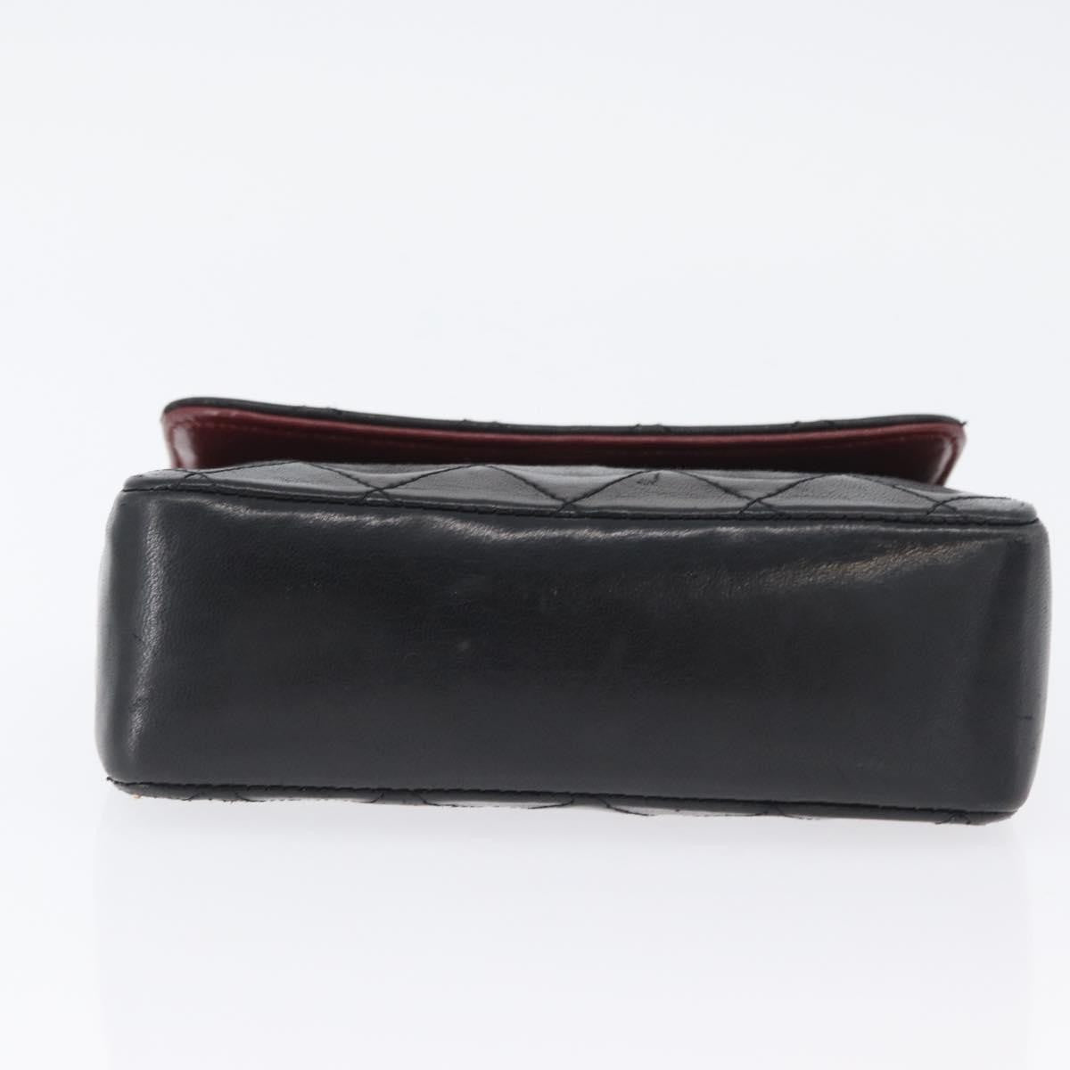 Chanel Vintage Square Cc Flap Bag Quilted Lambskin Black Leather Shoulder Bag Bag (Pre-Owned)