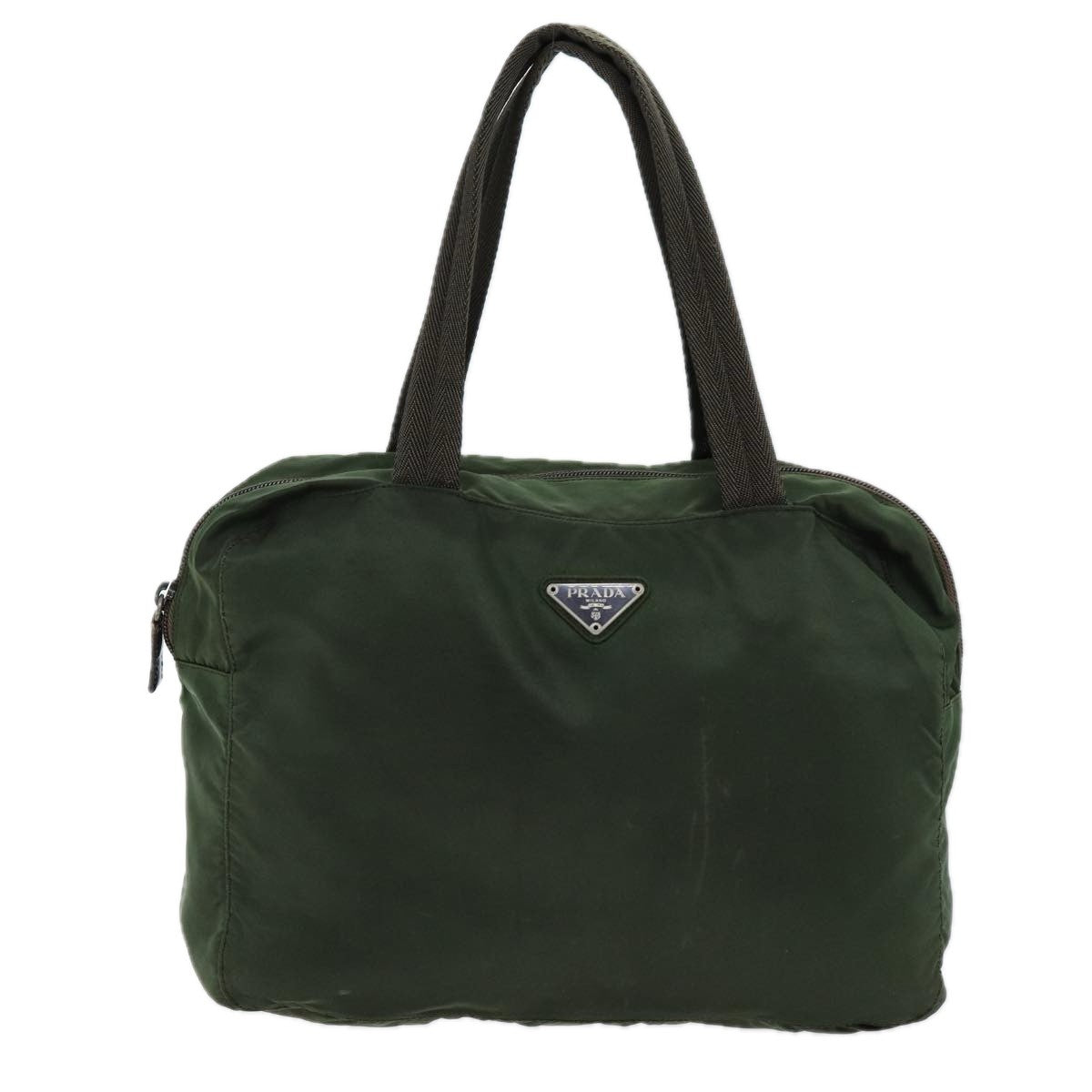 Prada Bowling Shoulder Bag Tessuto Khaki Nylon Handbag (Pre-Owned)