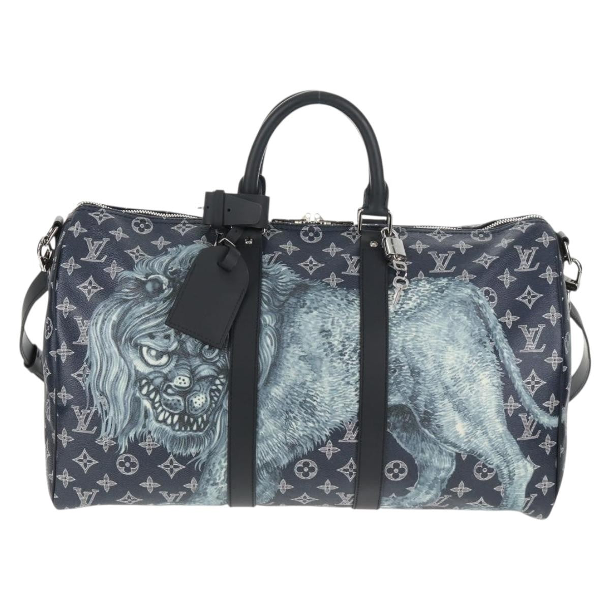 Louis Vuitton Keepall Bandouliere Bag Limited Edition Chapman Savane Monogram Canvas Navy Canvas Travel Bag Bag (Pre-Owned)