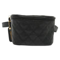 Chanel Vintage Zip Belt Bag Quilted Caviar Black Leather Clutche & Pouche Bag (Pre-Owned)