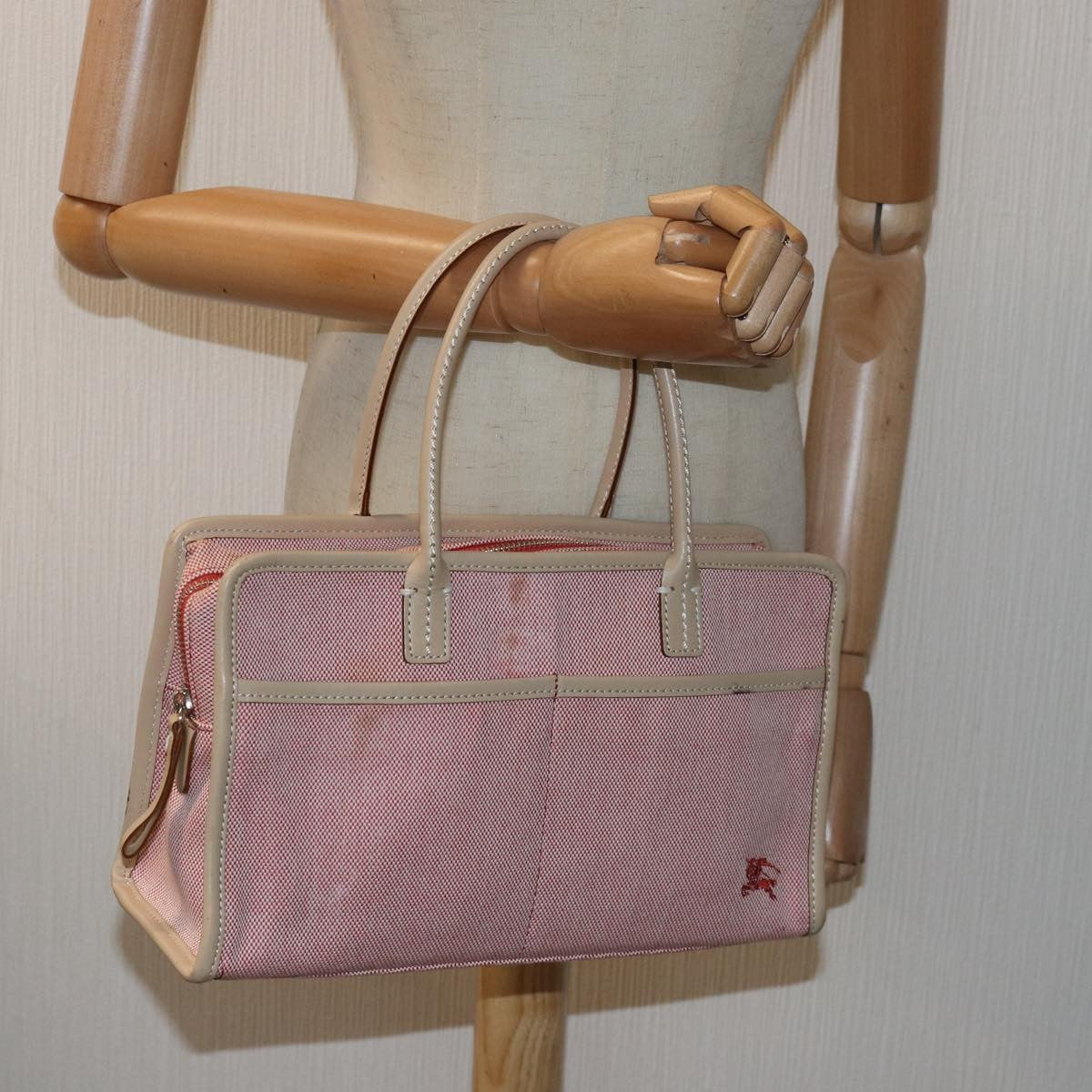 Burberry Blue Label Handbag Canvas Pink Canvas Handbag (Pre-Owned)