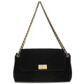 Chanel Chocolate Bar Mademoiselle Lock Chain Bag Quilted Velvet Black Velvet Shoulder Bag Bag (Pre-Owned)