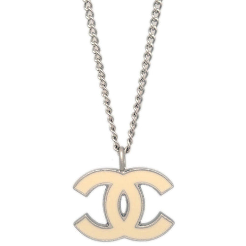 Chanel Cc Pendant Necklace Metal Silver Silver_Plated Necklace Jewelry (Pre-Owned)
