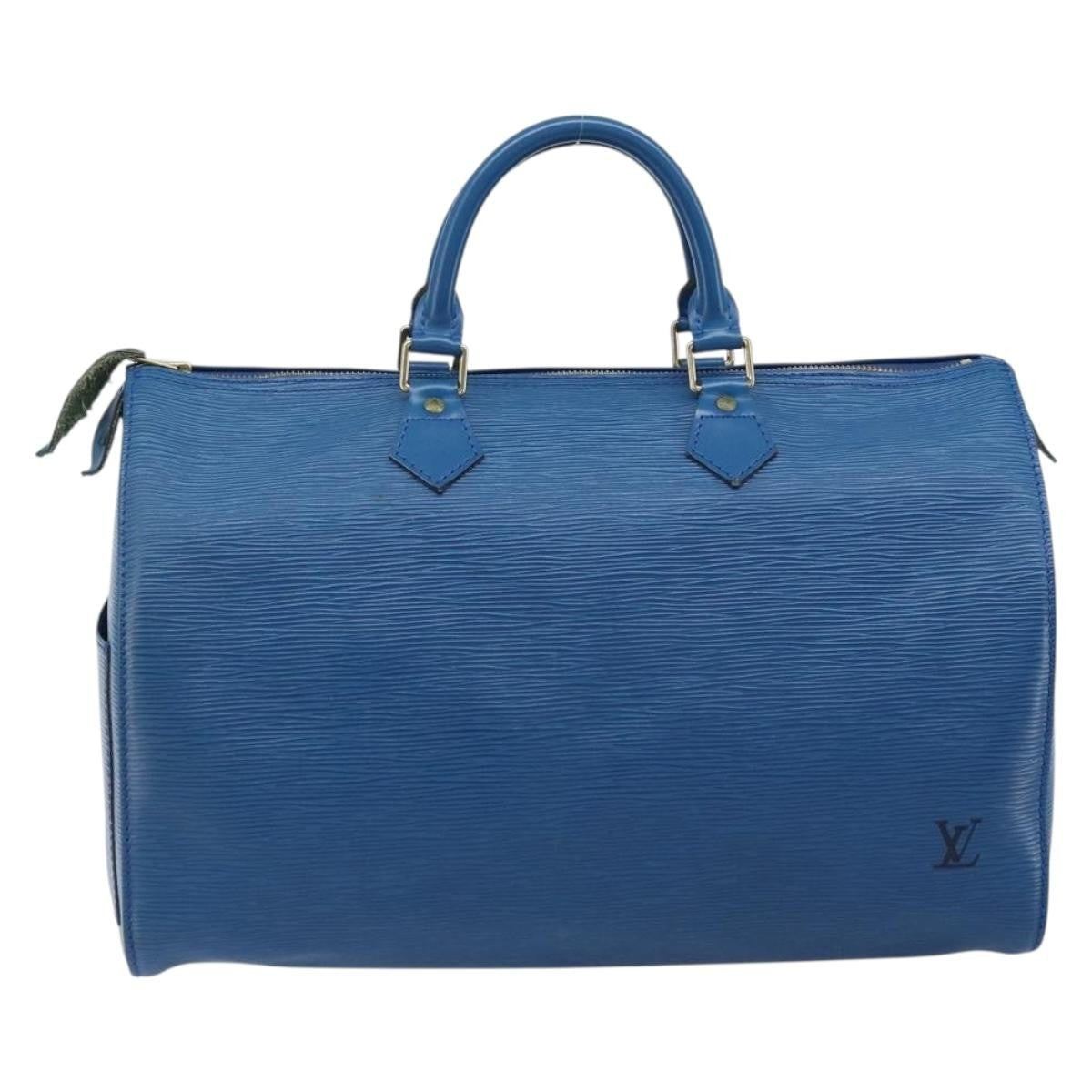 Louis Vuitton Speedy Handbag Epi Leather Blue Leather Handbag (Pre-Owned)