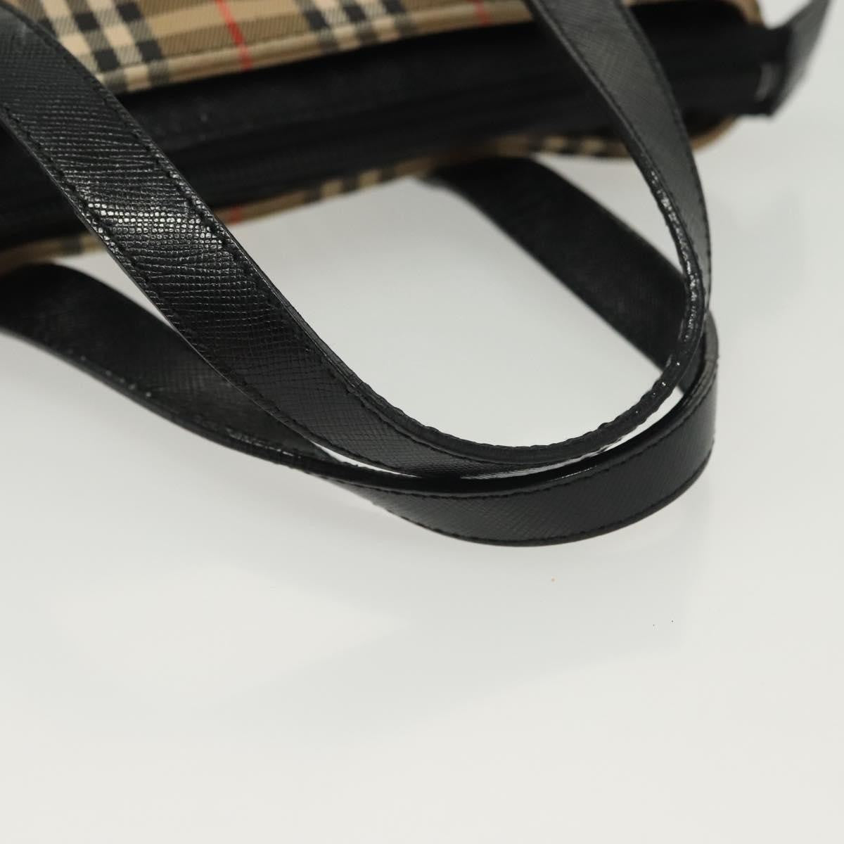 Burberry Nova Handbag Check Pattern Beige Canvas Bag (Pre-Owned)