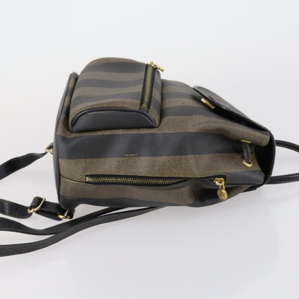 Fendi Pequin Front Pocket Backpack Coated Canvas Brown Pvc Backpack Bag (Pre-Owned)