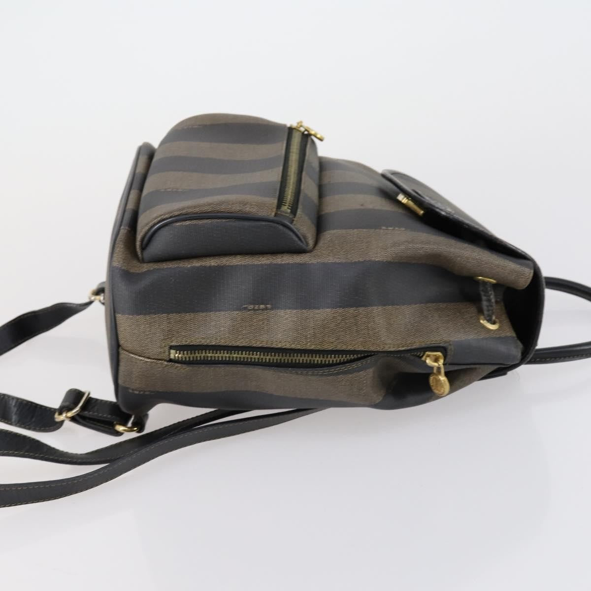 Fendi Pequin Front Pocket Backpack Coated Canvas Brown Pvc Backpack Bag (Pre-Owned)