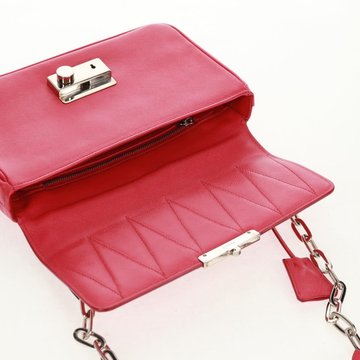Prada Sound Chain Shoulder Bag Saffiano Leather Red Leather Shoulder Bag Bag (Pre-Owned)