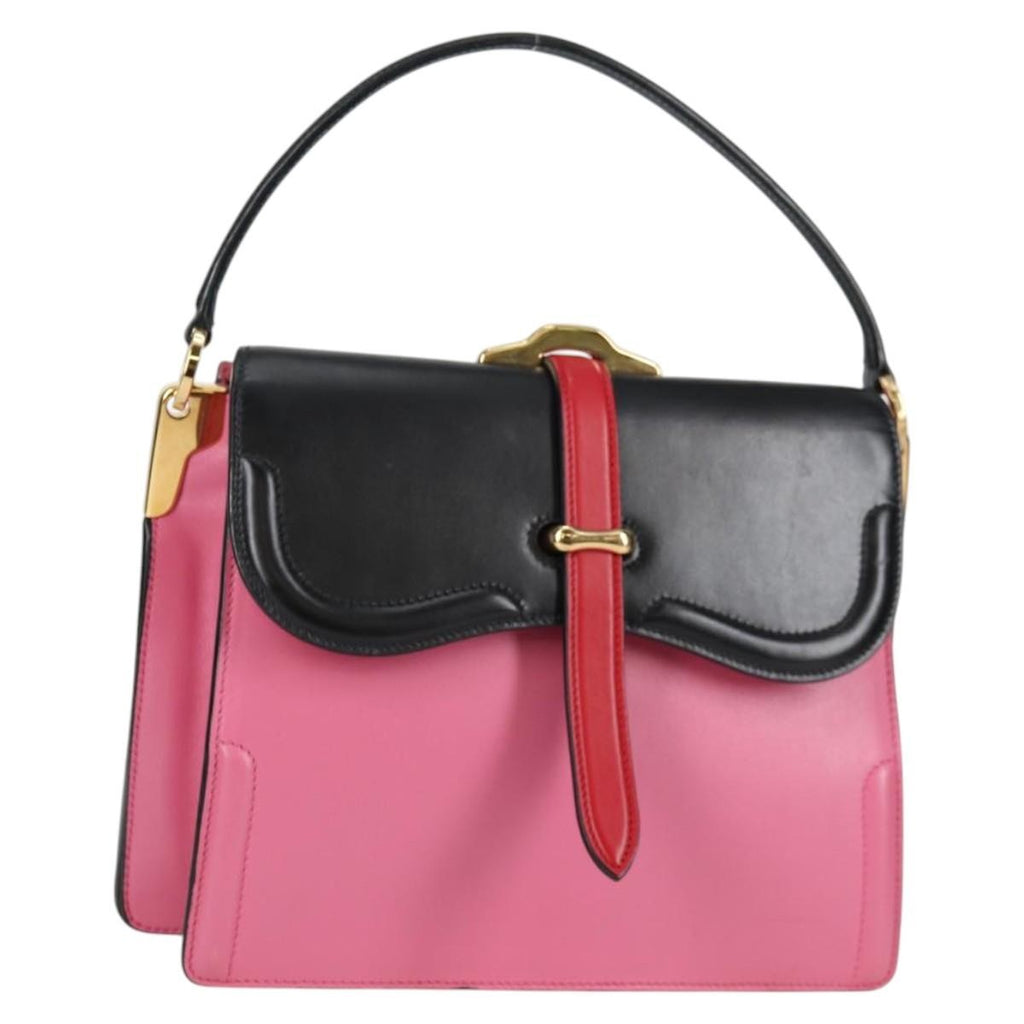 Prada Belle Top Handle Bag City Calf Pink Leather Bag (Pre-Owned)