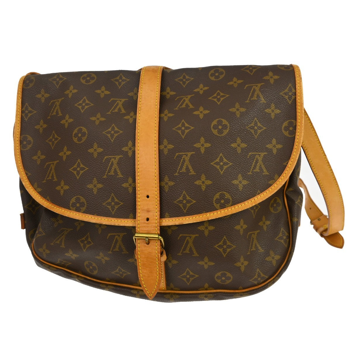 Louis Vuitton Saumur Handbag Monogram Canvas Brown Canvas Shoulder Bag Bag (Pre-Owned)