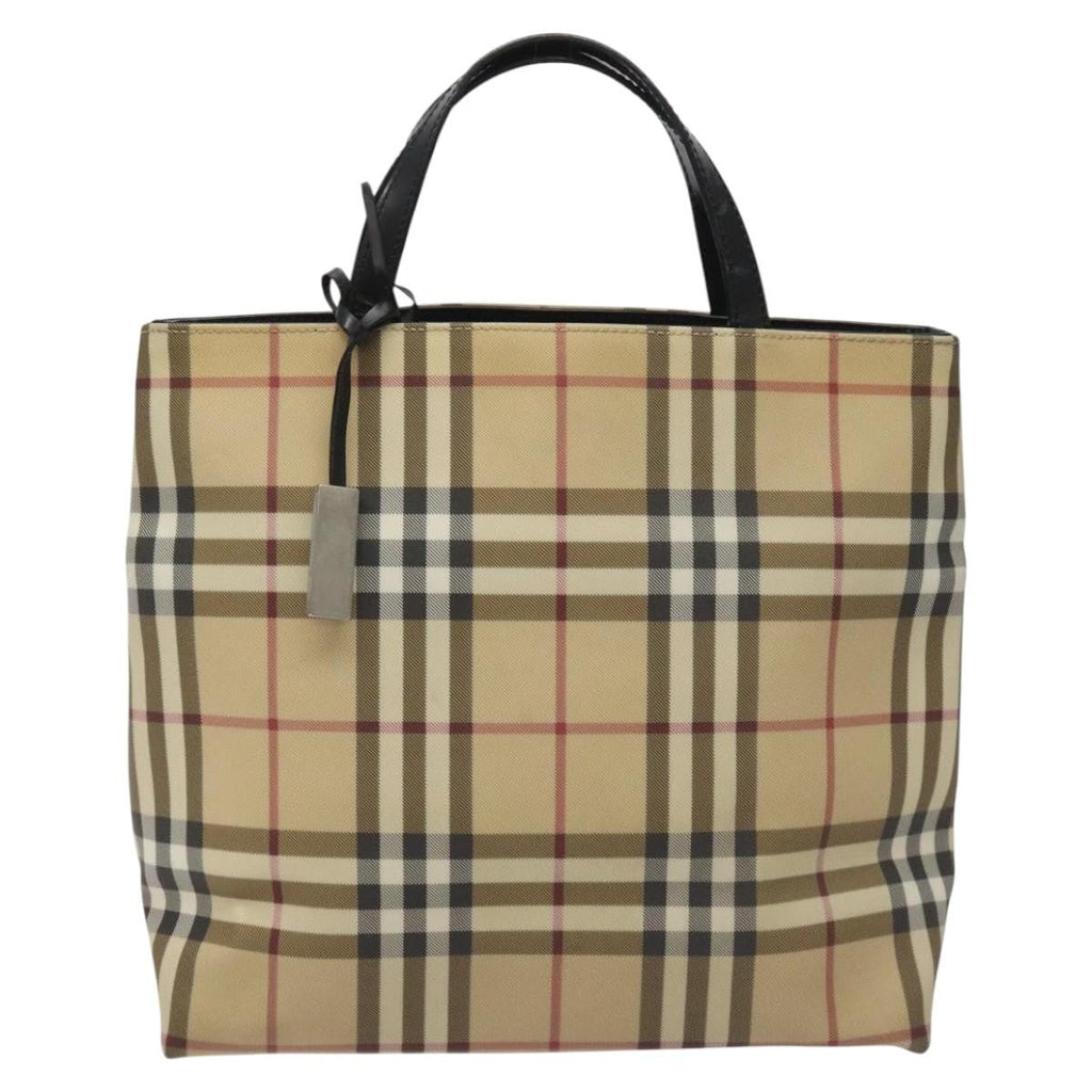 Burberry Nova Check Handbag Nova Check Canvas Beige Canvas Handbag (Pre-Owned)