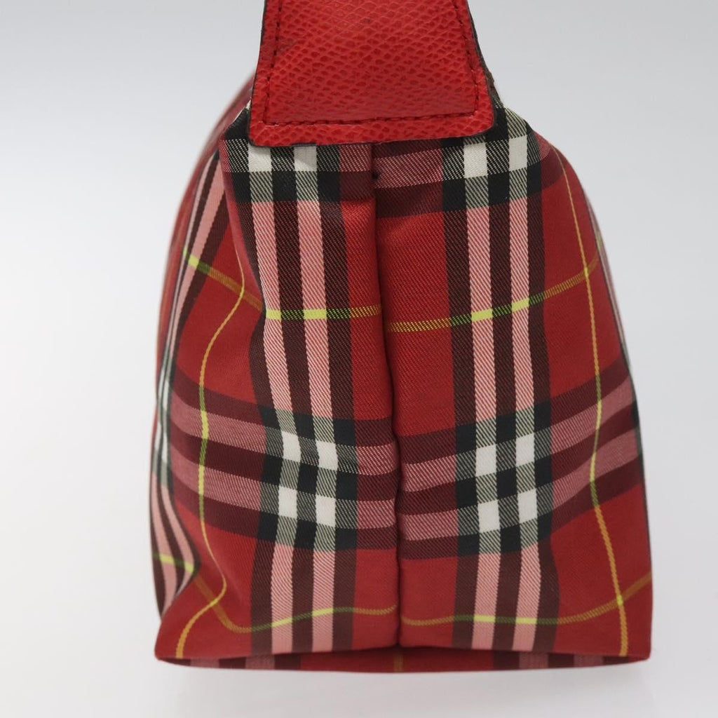 Burberry Nova Check Handbag Leather And Nylon Red Nylon Handbag (Pre-Owned)