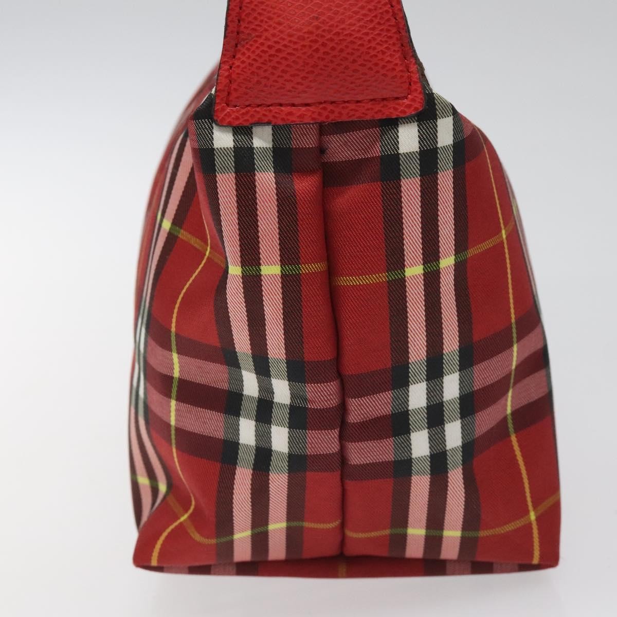 Burberry Nova Check Handbag Leather And Nylon Red Nylon Handbag (Pre-Owned)
