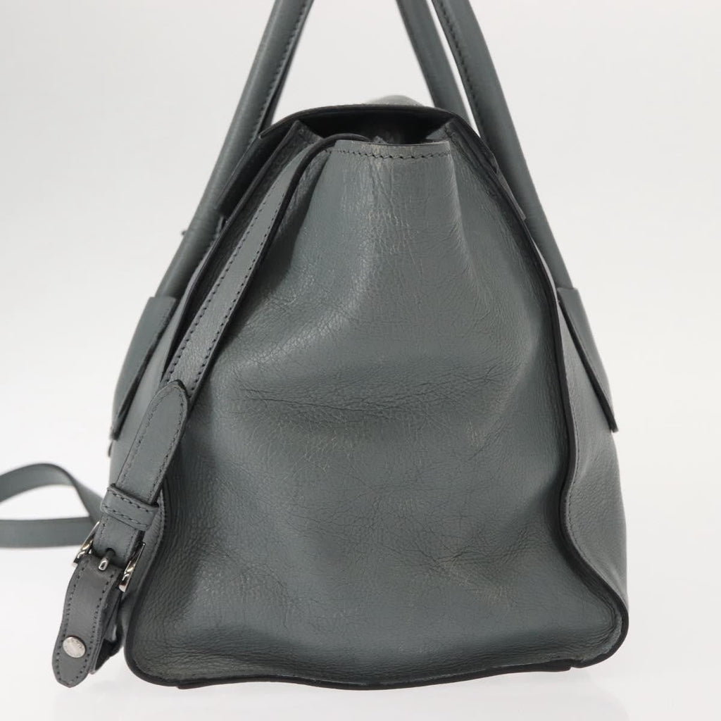 Prada Twin Pocket Lock Flap Tote Glace Calf Gray Leather Tote Bag Bag (Pre-Owned)