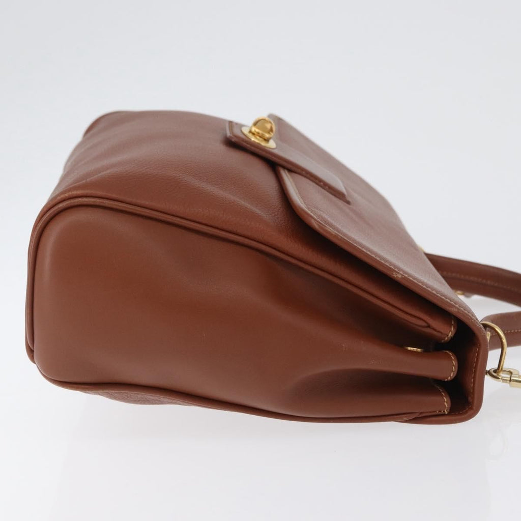 Gucci Vintage Handbag Leather Brown Leather Handbag (Pre-Owned)