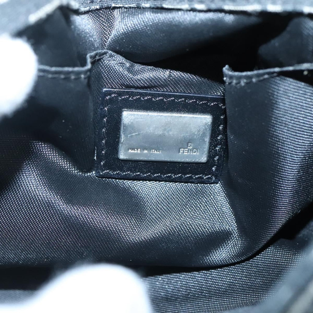 Fendi Buckle Flap Shoulder Bag Zucchino Canvas Black Canvas Shoulder Bag Bag (Pre-Owned)