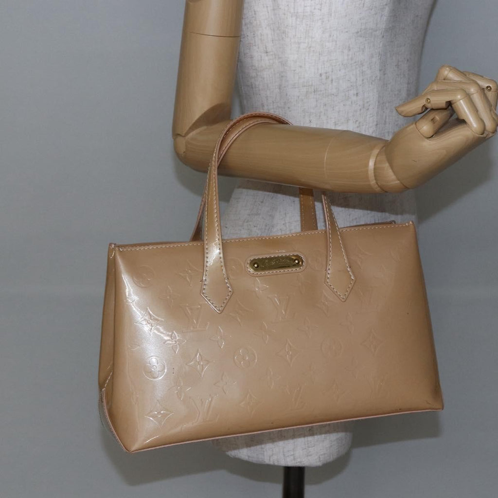 Louis Vuitton Wilshire Handbag Monogram Vernis Beige Patent_Leather Handbag (Pre-Owned)