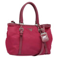 Prada Convertible Belted Hobo Tessuto With Leather Pink Nylon Tote Bag Bag (Pre-Owned)