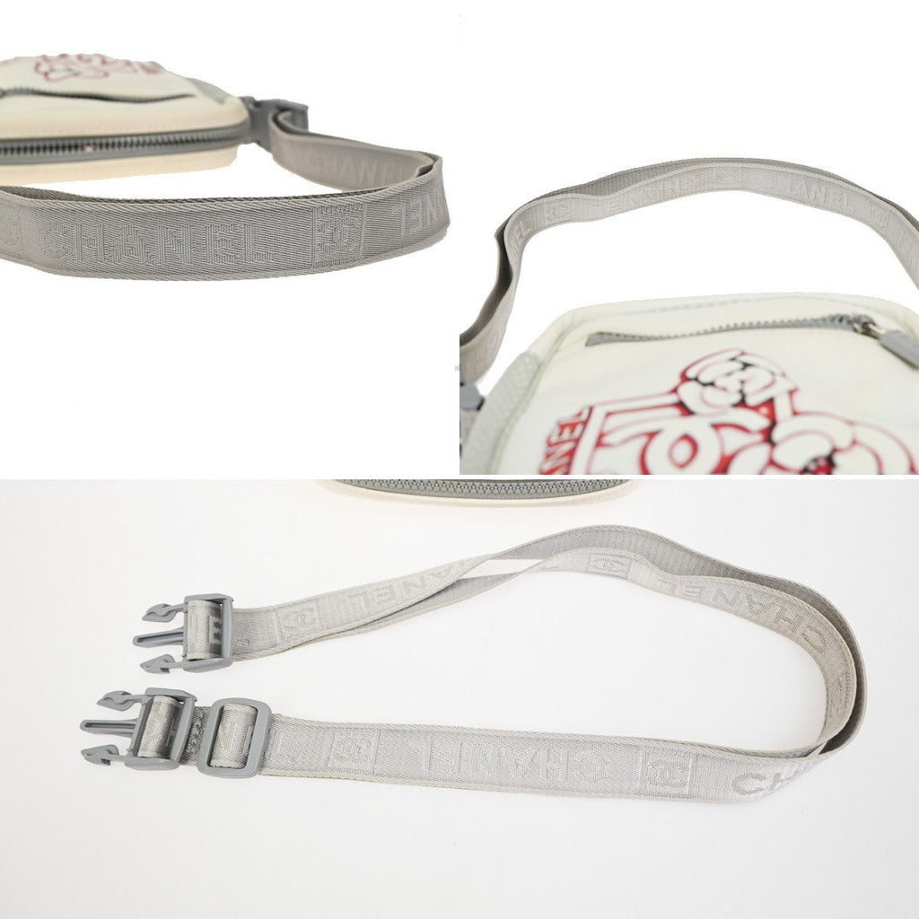 Chanel Travel Line Crossbody Bag Nylon White Nylon Shoulder Bag Bag (Pre-Owned)