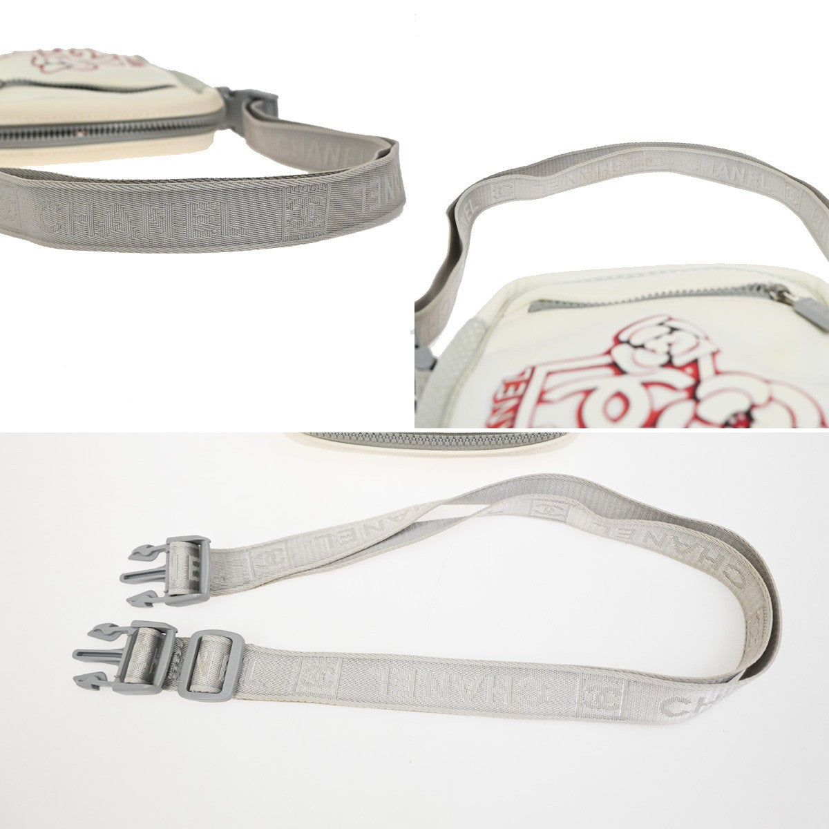 Chanel Travel Line Crossbody Bag Nylon White Nylon Shoulder Bag Bag (Pre-Owned)