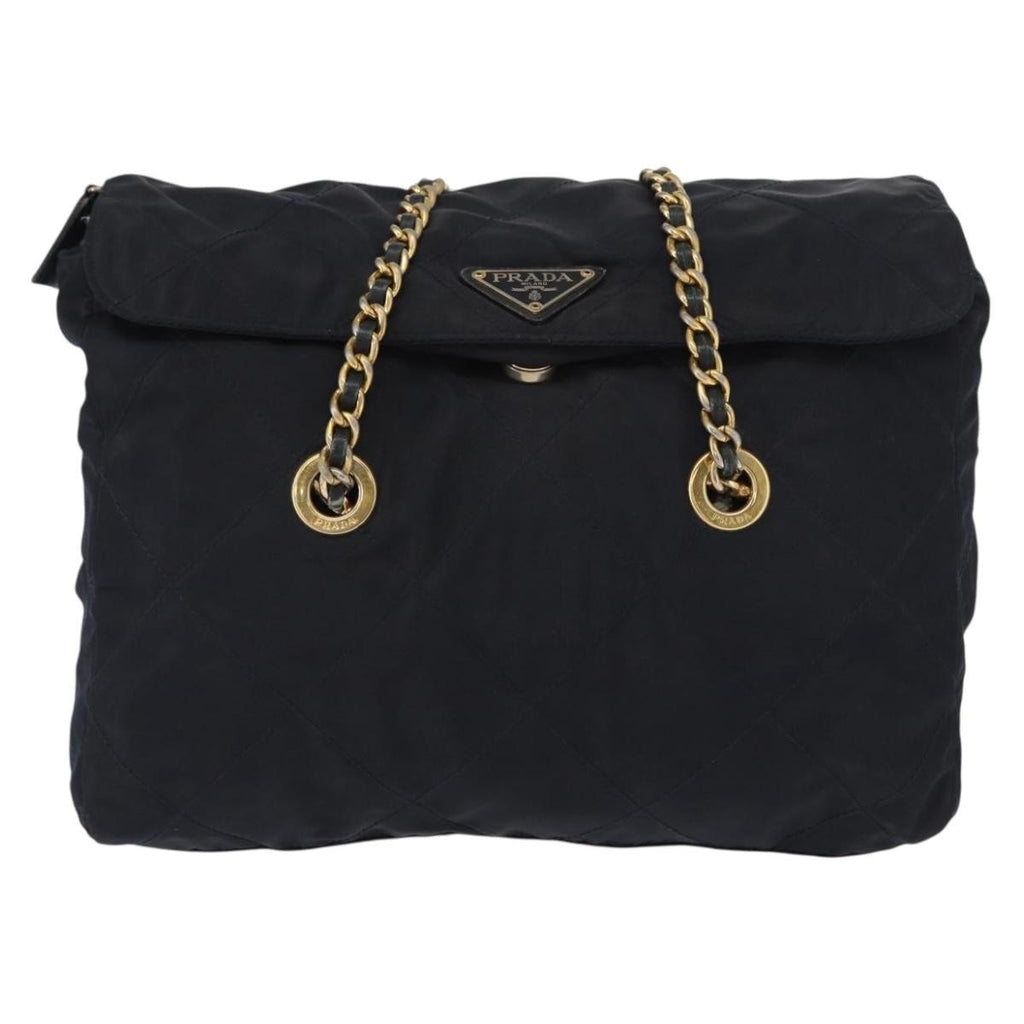 Prada Chain Shoulder Bag Tessuto Navy Nylon Shoulder Bag Bag (Pre-Owned)
