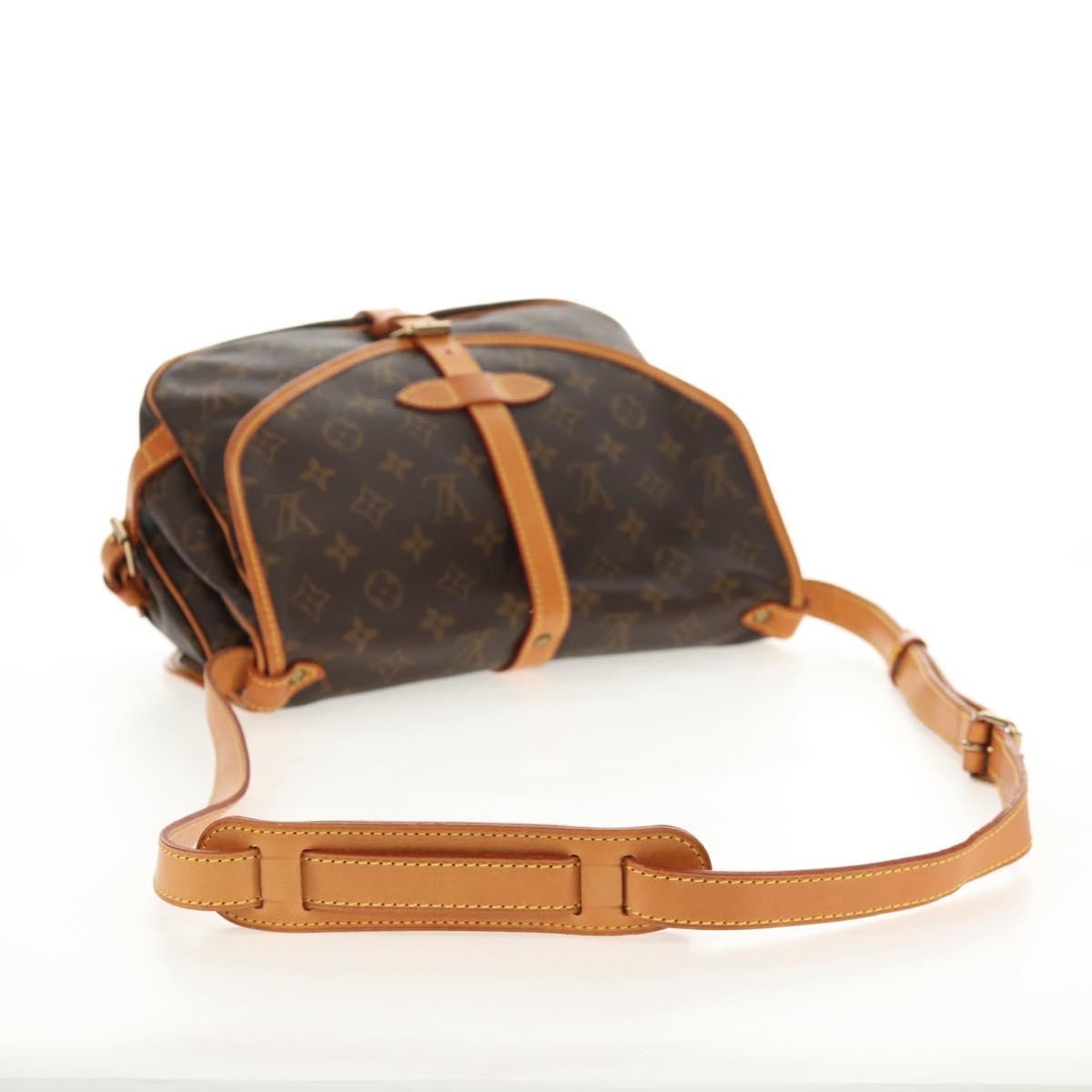 Louis Vuitton Saumur Handbag Monogram Canvas Brown Canvas Shoulder Bag Bag (Pre-Owned)