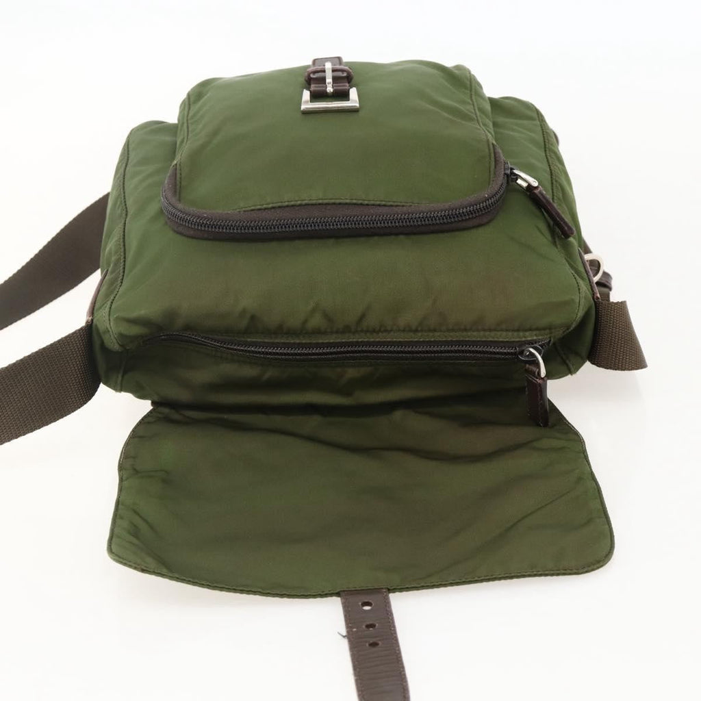 Prada Buckle Messenger Bag Tessuto Green Nylon Shoulder Bag Bag (Pre-Owned)