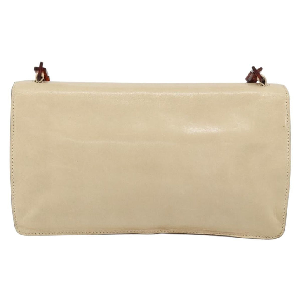 Prada Flap Shoulder Bag Leather Beige Leather Shoulder Bag Bag (Pre-Owned)