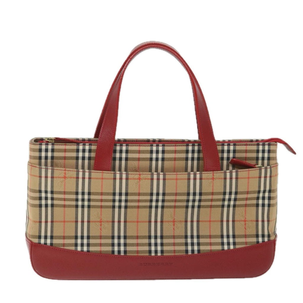Burberry Nova Check Handbag Leather And Nylon Beige Nylon Handbag (Pre-Owned)