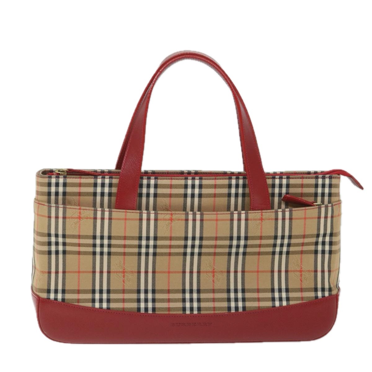 Burberry Nova Check Handbag Leather And Nylon Beige Nylon Handbag (Pre-Owned)