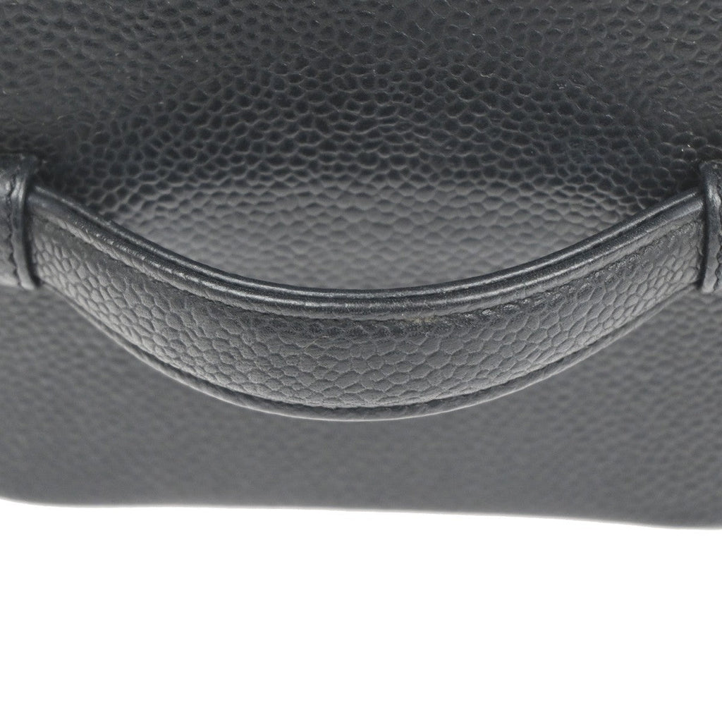 Chanel Vintage Timeless Cosmetic Case Caviar Black Leather Handbag (Pre-Owned)