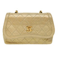 Chanel Vintage Cc Chain Flap Bag Quilted Lambskin Gold Leather Shoulder Bag Bag (Pre-Owned)