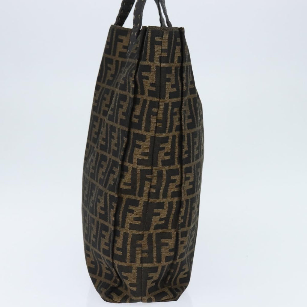 Fendi Open Shopping Tote Zucca Canvas Brown Canvas Tote Bag Bag (Pre-Owned)