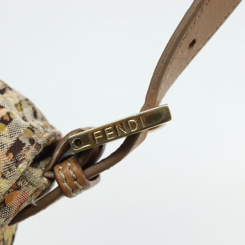 Fendi Mamma Baguette Zucca Canvas Beige Canvas Shoulder Bag Bag (Pre-Owned)