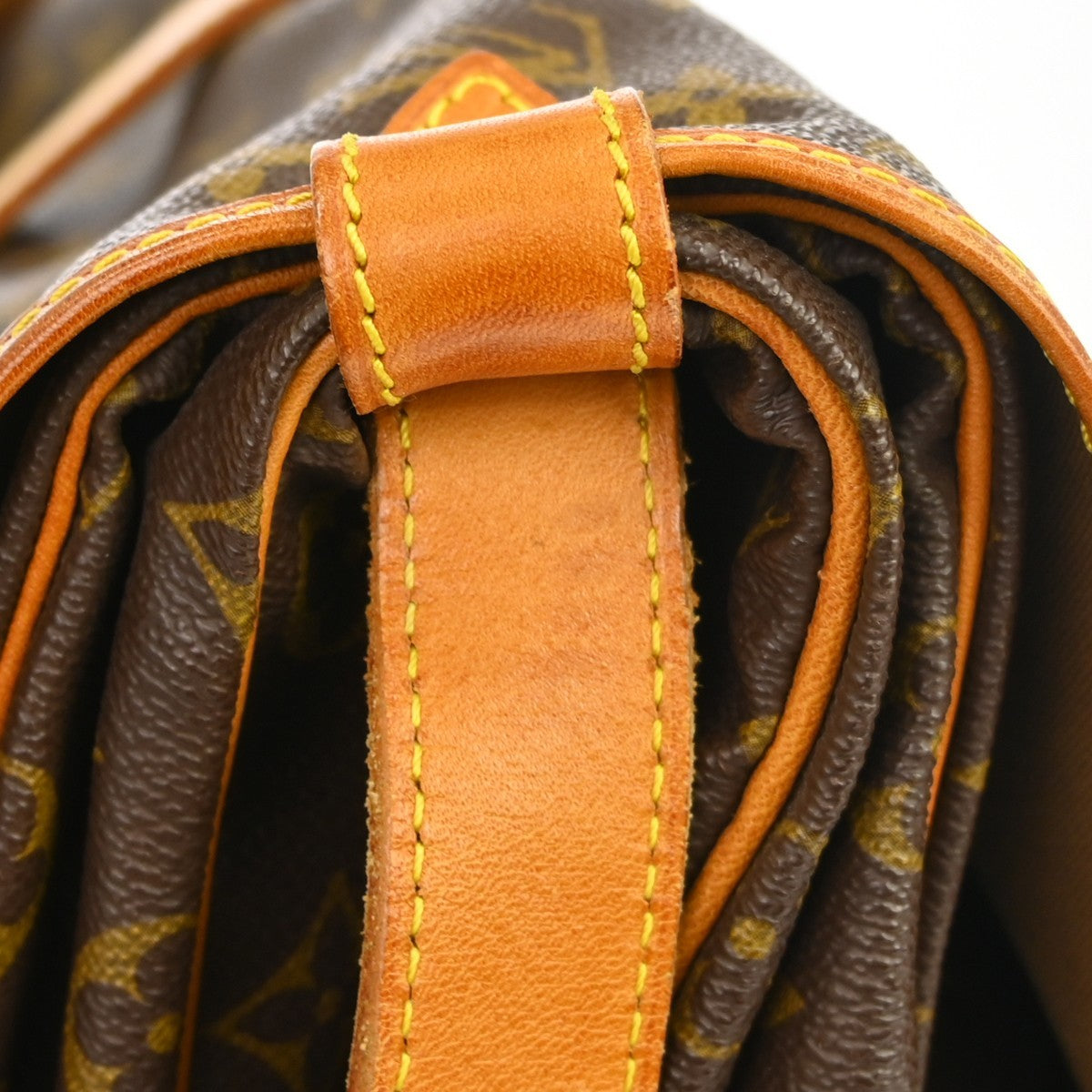Louis Vuitton Saumur Handbag Monogram Canvas Brown Canvas Shoulder Bag Bag (Pre-Owned)